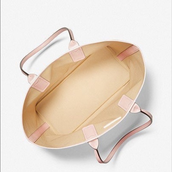 NWT Michael Kors Jodie Large Logo Jacquard Shopper Tote Bag In Powder Blush - Picture 3 of 12